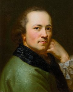 Autorretrato hacia la derecha con chaqueta de terciopelo verde de Anton Graff